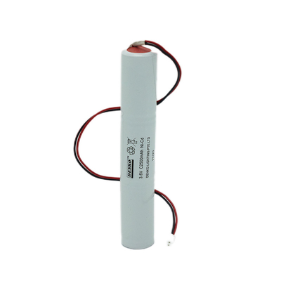 2500mAh Lampu Darurat Ni Cd Battery Pack 3.6V Putih PVC Warna