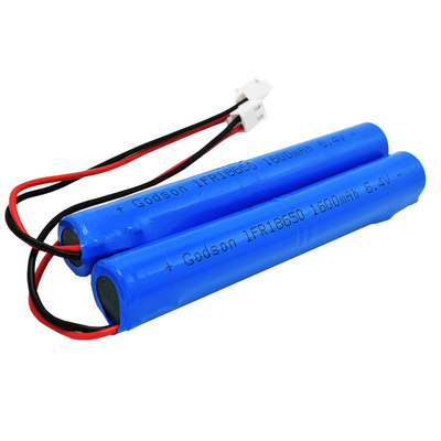 Baterai Lithium Lampu Darurat yang Dapat Disesuaikan LiFePO4 18650 1600mAh 6.4Volt Battery Pack