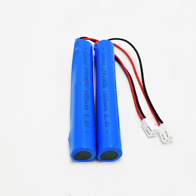 Baterai Lithium Lampu Darurat yang Dapat Disesuaikan LiFePO4 18650 1600mAh 6.4Volt Battery Pack