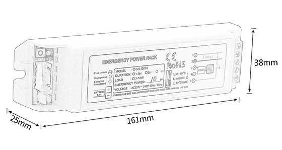 0.05A Kit pencahayaan darurat Daya penuh GS-Q810 Konverter 10W Inverter darurat Jenis pemeliharaan