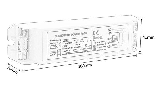 Li Ion Emergency Power Pack Inverter tipe yang dipertahankan Daya darurat 11-20W GS-A1125