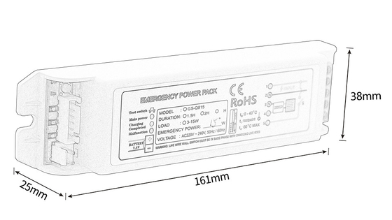 11-15W Max 0.05A Emergency Power Pack 1.5h Disesuaikan