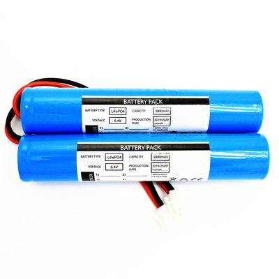 Paket baterai LiFePO4 2x26650 3000mAh tipe stik 6.4V (Konektor JST VH-2P, UL1015 18#, panjang kawat 150mm)
