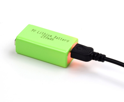 Pencahayaan Darurat Baterai Lithium 9V 250mAh Suhu Rendah Dengan USB
