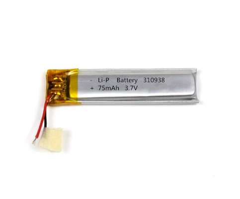 Baterai Li-Polymer Lampu Darurat 310938 75mAh 3.7V Dengan Konektor