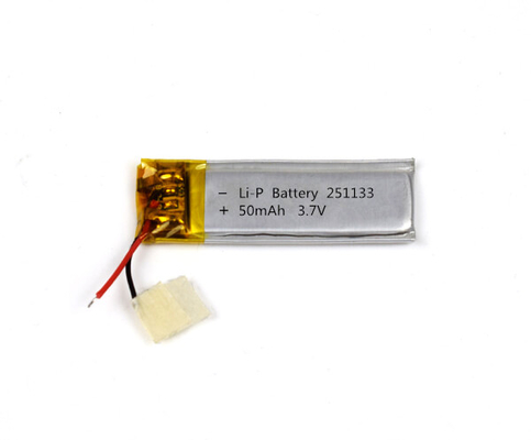 Baterai Lithium Polymer 251133 50mAh 3.7V Dengan Siklus Hidup Yang Baik