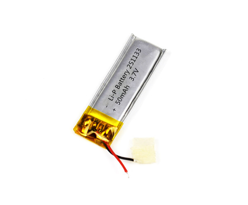 Baterai Lithium Polymer 251133 50mAh 3.7V Dengan Siklus Hidup Yang Baik