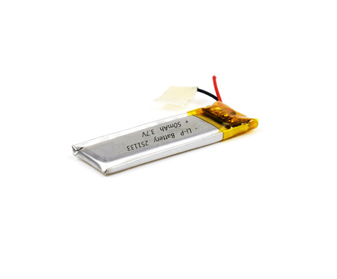 Baterai Lithium Polymer 251133 50mAh 3.7V Dengan Siklus Hidup Yang Baik