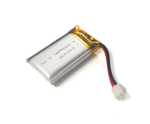 Baterai Lithium Polymer 802035 500mAh 3.7V Dengan Kinerja Stabil