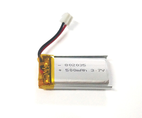 Baterai Lithium Polymer 802035 500mAh 3.7V Dengan Kinerja Stabil