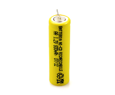 16.6g 1.2 V Ni Cd Baterai Isi Ulang Kuning PVC AA600mAh